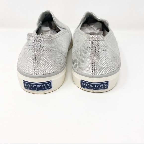 SPERRY Top Sider Silver Metallic Slip on Loafer 8 - Picture 5 of 9